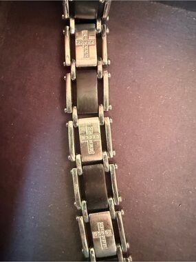 VTG Cross Link Bracelet in Black and Silver Stainless Steel Diamond